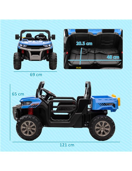 HOMCOM 12V Two-Seater Kids Electric Ride-On Car, with Electric Bucket, Remote Control - Blue 370-239V70BU - pic 90247 | FastDaddyshop