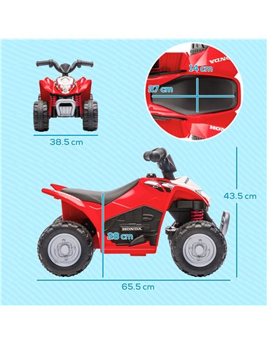 AIYAPLAY Honda Licensed Electric Ride on Cars Kids Car Kids Electric Quad Bike 6V ATV Ride On, 4 Pack, for 1.5-3 Years Red 370-2
