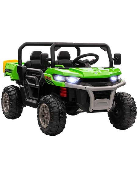 HOMCOM 12V Two-Seater Kids Electric Ride-On Car, with Electric Bucket, Remote Control - Green 370-239V70GN - pic 90263 | FastDaddyshop