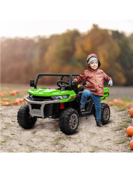HOMCOM 12V Two-Seater Kids Electric Ride-On Car, with Electric Bucket, Remote Control - Green 370-239V70GN - pic 90264 | FastDaddyshop