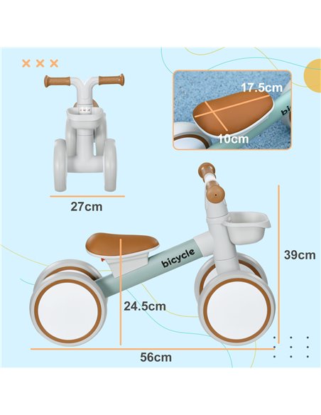 AIYAPLAY Kids Balance Bike for 1-3 Years Old with Adjustable Seat, Silent Wheels, Green 370-308V00GN - pic 90274 | FastDaddyshop