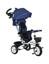 HOMCOM Metal Frame 4 in 1 Baby Push Tricycle with Parent Handle for 1-5 Years Old, Dark Blue 370-061V00DB