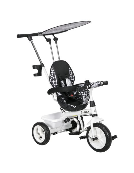 HOMCOM 4 in 1 Tricycle for Kids with 5-point harness straps, White 370-025V01WT - pic 90344 | FastDaddyshop