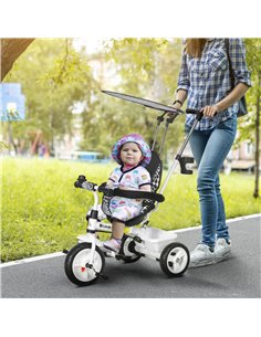 HOMCOM 4 in 1 Tricycle for Kids with 5-point harness straps, White 370-025V01WT 2