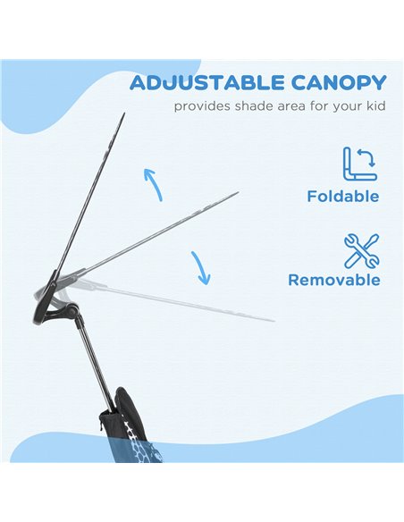HOMCOM 4 in 1 Tricycle for Kids with 5-point harness straps, Removable Canopy, White 370-025V01WT - pic 90348 | FastDaddyshop