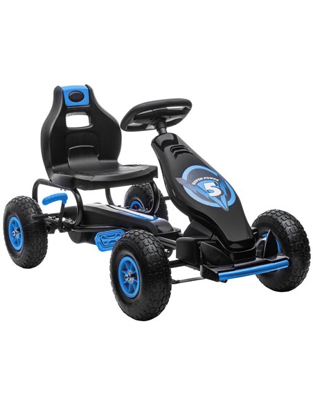 HOMCOM Kids Pedal Go Kart, with Adjustable Seat, Inflatable Tyres - Blue 370-256V00BU - pic 90371 | FastDaddyshop