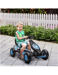 HOMCOM Kids Pedal Go Kart, with Adjustable Seat, Inflatable Tyres - Blue 370-256V00BU 2