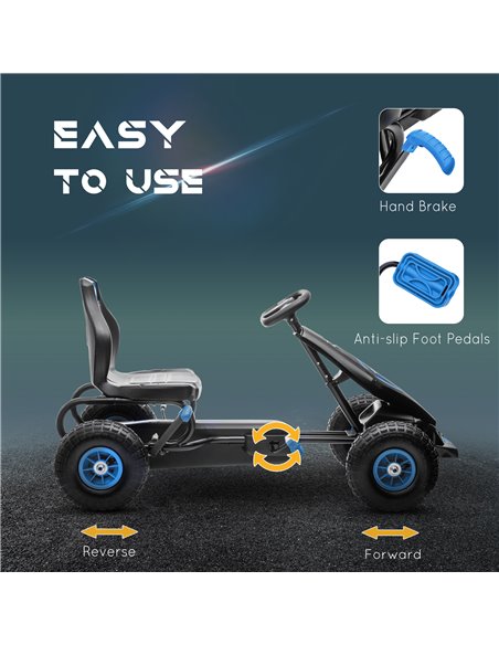 HOMCOM Kids Pedal Go Kart, with Adjustable Seat, Inflatable Tyres - Blue 370-256V00BU - pic 90375 | FastDaddyshop