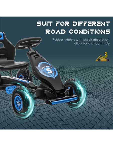 HOMCOM Kids Pedal Go Kart, with Adjustable Seat, Inflatable Tyres - Blue 370-256V00BU - pic 90376 | FastDaddyshop