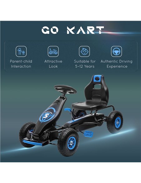 HOMCOM Kids Pedal Go Kart, with Adjustable Seat, Inflatable Tyres - Blue 370-256V00BU - pic 90378 | FastDaddyshop