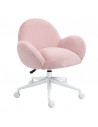 Homcom Fluffy Leisure Office Chair with Backrest and Armrest with Wheels, Pink