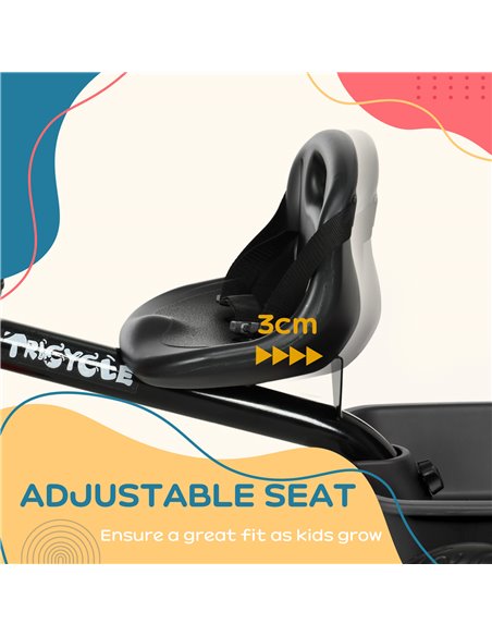 AIYAPLAY Kids Trike for 2-5 Years with Adjustable Seat, Pedal, Baskets, Black 370-269V00BK - pic 90384 | FastDaddyshop