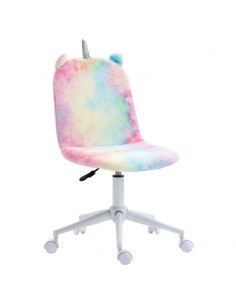 Vinsetto Fluffy Unicorn Office Chair with Mid-Back and Swivel Wheel, Rainbow Multi-Colored