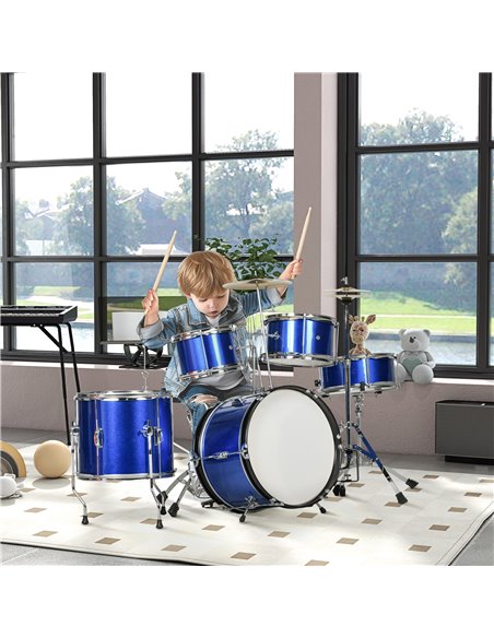 AIYAPLAY 11 Piece Kids Drum Kit w/ Stool, Drumsticks, Pedal, Cymbals, for 3-6 Years, Blue 390-026V00BU - pic 90408 | FastDaddyshop