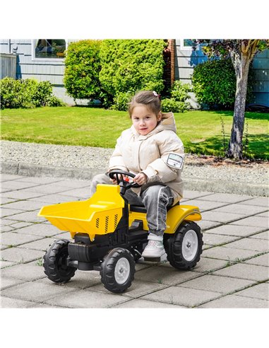 HOMCOM Kids Ride on Tractor No Power Pedal Go Kart with Manual Control Bucket for 3-6 Years Old 370-195