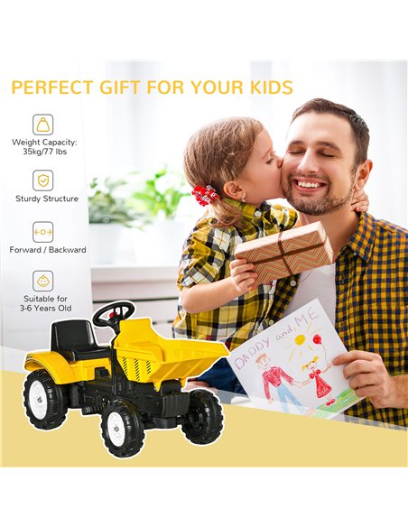 HOMCOM Kids Ride on Tractor No Power Pedal Go Kart with Manual Control Bucket for 3-6 Years Old 370-195 - pic 90419 | FastDaddyshop