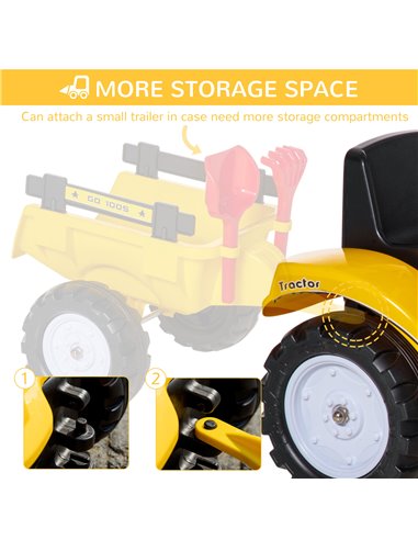 HOMCOM Kids Ride on Tractor No Power Pedal Go Kart with Manual Control Bucket for 3-6 Years Old 370-195