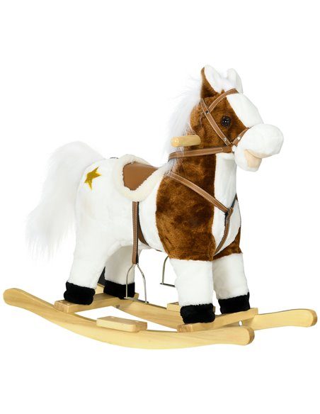 HOMCOM Rocking Horse with Music Sound, Ride On Horse with Saddle Gift for 3-6 Years Old Girl and Boy, Brown 330-166V00BN - pic 90425 | FastDaddyshop