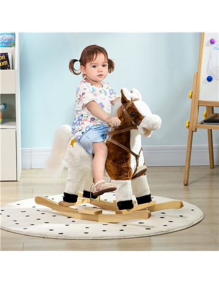 HOMCOM Rocking Horse with Music Sound, Ride On Horse with Saddle Gift for 3-6 Years Old Girl and Boy, Brown 330-166V00BN - pic 90426 | FastDaddyshop