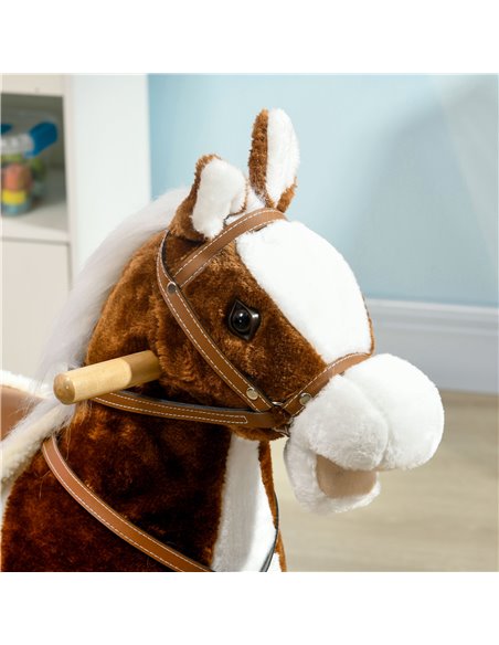 HOMCOM Rocking Horse with Music Sound, Ride On Horse with Saddle Gift for 3-6 Years Old Girl and Boy, Brown 330-166V00BN - pic 90433 | FastDaddyshop