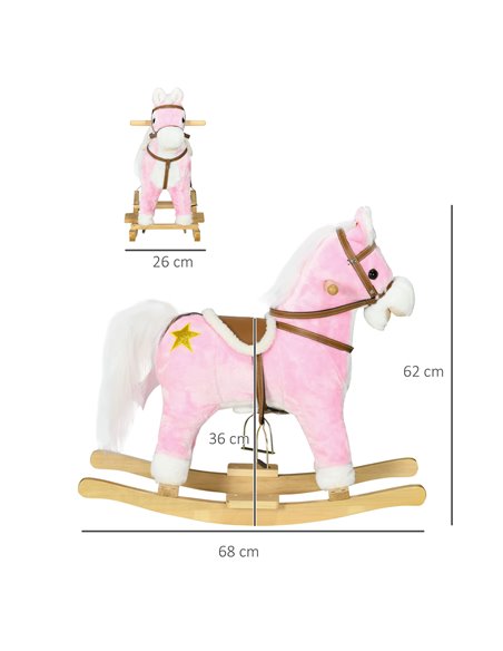 HOMCOM Wooden Rocking Horse with Music, Sound, Saddle for 3-6 Years 330-165V00PK - pic 90445 | FastDaddyshop