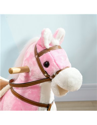HOMCOM Wooden Rocking Horse with Music, Sound, Saddle for 3-6 Years 330-165V00PK
