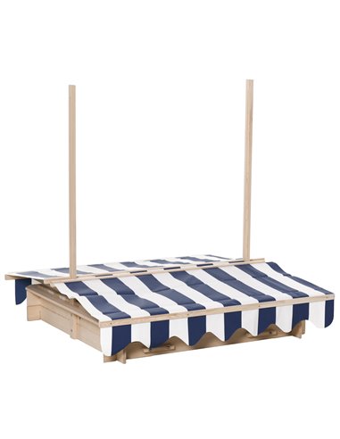 Outsunny Kids Square Wooden Sandpit Children Cabana Sandbox Outdoor Backyard Playset Play Station Adjustable Canopy, 106x106x121