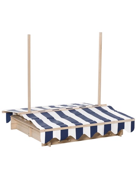 Outsunny Kids Square Wooden Sandpit Children Cabana Sandbox Outdoor Backyard Playset Play Station Adjustable Canopy, 106x106x121 - pic 9047 | FastDaddyshop