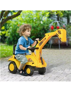 HOMCOM 2 in 1 Kids Ride On Tractor Pull Cart with Bucket, Under Seat Storage, Horn, High Backrest, for 1.5-4 Years Old, Yellow 3 2