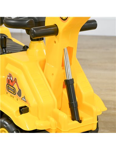 HOMCOM 2 in 1 Kids Ride On Tractor Pull Cart with Bucket, Under Seat Storage, Horn, High Backrest, for 1.5-4 Years Old, Yellow 3