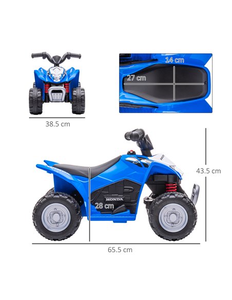 AIYAPLAY Honda Licensed Kids Electric Quad Bike 6V ATV Ride On for 1.5-3 Years Blue 370-224V70BU - pic 90481 | FastDaddyshop