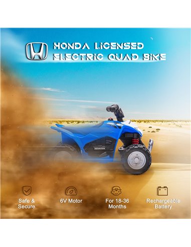 AIYAPLAY Honda Licensed Kids Electric Quad Bike 6V ATV Ride On for 1.5-3 Years Blue 370-224V70BU