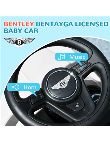 AIYAPLAY Bentley Bentayga Licensed 3-in-1 Baby Push Car,  Ride on Car Sliding Car with Canopy, Horn Music - White 370-317V00WT