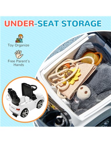 AIYAPLAY Bentley Bentayga Licensed 3-in-1 Baby Push Car,  Ride on Car Sliding Car with Canopy, Horn Music - White 370-317V00WT
