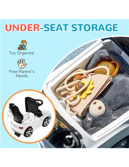AIYAPLAY Bentley Bentayga Licensed 3-in-1 Baby Push Car,  Ride on Car Sliding Car with Canopy, Horn Music - White 370-317V00WT - pic 90503 | FastDaddyshop
