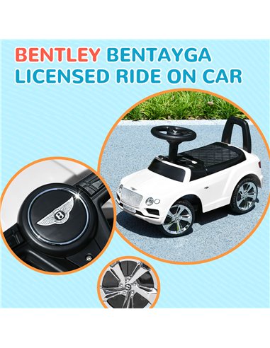 AIYAPLAY Bentley Bentayga Licensed Foot to Floor Ride on Car, Sliding Car Push Along Car w/ Under Seat Storage - White 370-309V0