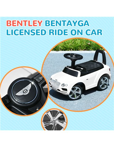 AIYAPLAY Bentley Bentayga Licensed Foot to Floor Ride on Car, Sliding Car Push Along Car w/ Under Seat Storage - White 370-309V0 - pic 90509 | FastDaddyshop