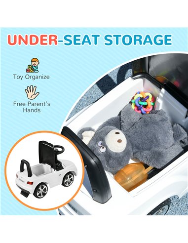AIYAPLAY Bentley Bentayga Licensed Foot to Floor Ride on Car, Sliding Car Push Along Car w/ Under Seat Storage - White 370-309V0