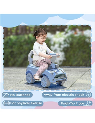 AIYAPLAY Foot To Floor Ride On Car Sliding Car w/ Air Horn, Anti-Over-Backwards, 18 to 36 Months - Light Blue 370-316V00LB