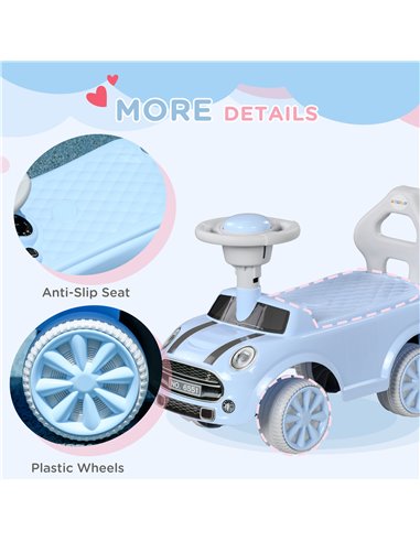 AIYAPLAY Foot To Floor Ride On Car Sliding Car w/ Air Horn, Anti-Over-Backwards, 18 to 36 Months - Light Blue 370-316V00LB