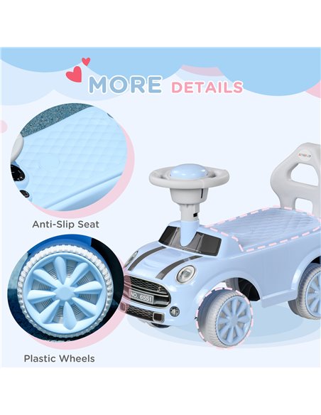 AIYAPLAY Foot To Floor Ride On Car Sliding Car w/ Air Horn, Anti-Over-Backwards, 18 to 36 Months - Light Blue 370-316V00LB - pic 90521 | FastDaddyshop