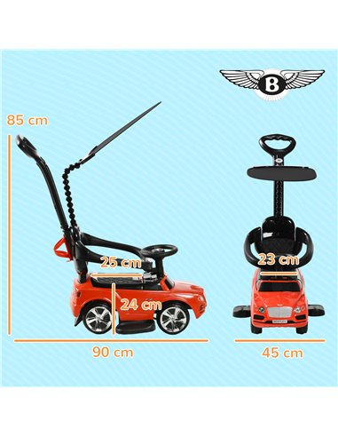 AIYAPLAY Bentley Bentayga Licensed 3-in-1 Baby Push Car,  Ride on Car Sliding Car with Canopy, Horn Music - Red 370-317V00RD