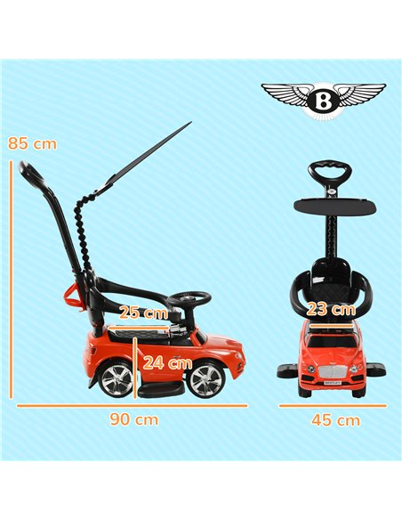 AIYAPLAY Bentley Bentayga Licensed 3-in-1 Baby Push Car,  Ride on Car Sliding Car with Canopy, Horn Music - Red 370-317V00RD - pic 90526 | FastDaddyshop