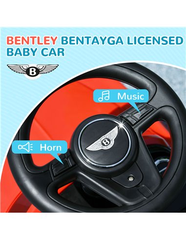 AIYAPLAY Bentley Bentayga Licensed 3-in-1 Baby Push Car,  Ride on Car Sliding Car with Canopy, Horn Music - Red 370-317V00RD