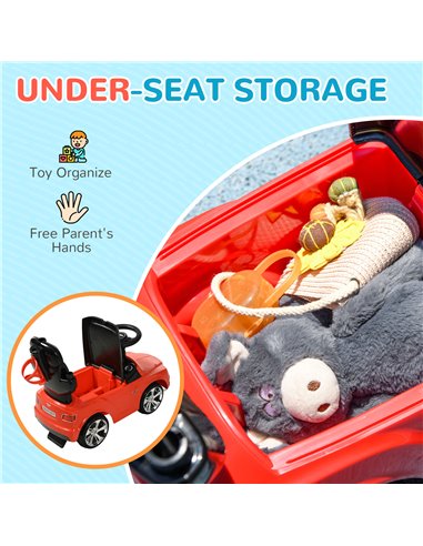 AIYAPLAY Bentley Bentayga Licensed 3-in-1 Baby Push Car,  Ride on Car Sliding Car with Canopy, Horn Music - Red 370-317V00RD