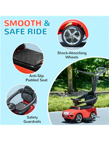 AIYAPLAY Bentley Bentayga Licensed 3-in-1 Baby Push Car,  Ride on Car Sliding Car with Canopy, Horn Music - Red 370-317V00RD