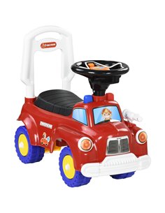 AIYAPLAY Ride On Fire Truck Foot to Floor Design with Under Seat Storage, Steering Wheel, Music, Light, for 1.5-3 Years, Red 370