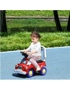 AIYAPLAY Ride On Fire Truck Foot to Floor Design with Under Seat Storage, Steering Wheel, Music, Light, for 1.5-3 Years, Red 370 2