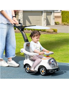 AIYAPLAY 3 in 1 Ride on Push Car, Cartoon Robot Theme Foot to Floor Slider w/ Handle Light Music Horn, Storage - White 370-321V0 2