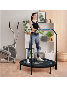 HOMCOM 40" Foldable Mini Fitness Trampoline, with Adjustable Foam Handle, Blue A71-034V00BU 2